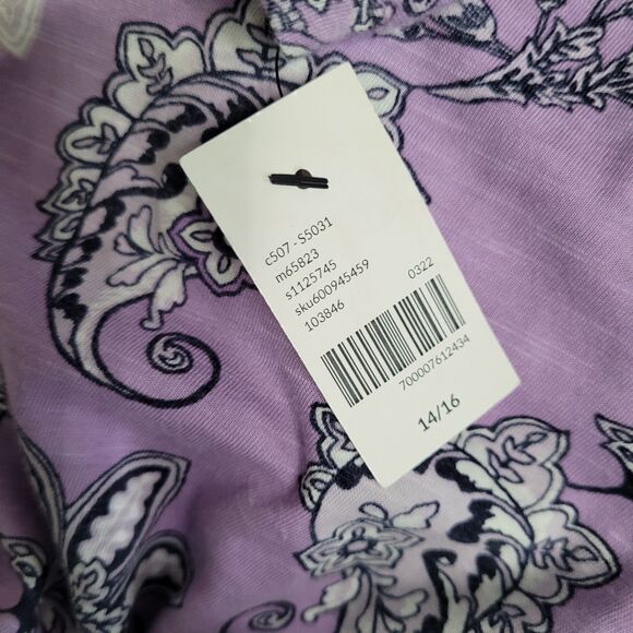 Lane Bryant Purple Paisley Chiffon Top 26/28 Kimono Sleeves Boho NWT - Picture 6 of 6